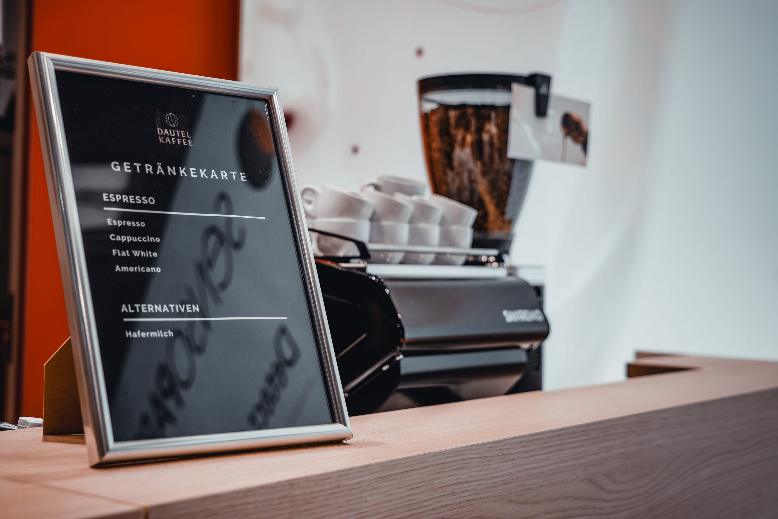 Die Getränkekarte zu mobilen Kaffeebar von Dautel Kaffee auf der Messe München